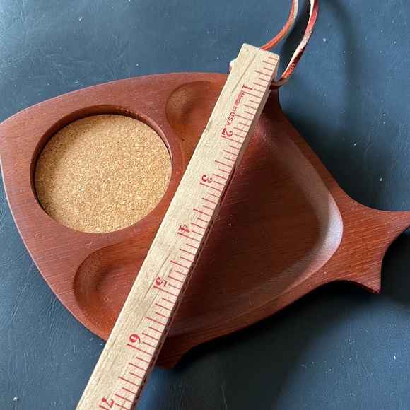 8 Vintage MCM cork & teak individual drink & snack trays. Made in Japan. - Picture 9 of 9